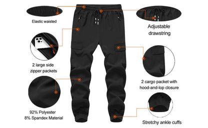 WaltZon Boy's Cargo Joggers Pants Youth Quick Dry Hiking Pull-On Lightweight Pants for Sports Outdoor with Zipper Pockets(3801-D.Gray10)