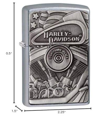 Zippo Harley-Davidson Motor Flag Emblem Street Chrome Pocket Lighter