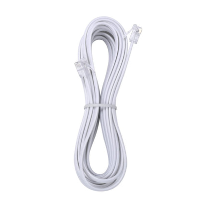 Ubramac 15 Feet Long Telephone Extension Cord Phone Cable Line Wire, with Standard RJ11 Plug and 1 in-Line Couplers and 15 Cable Clip Holders-White