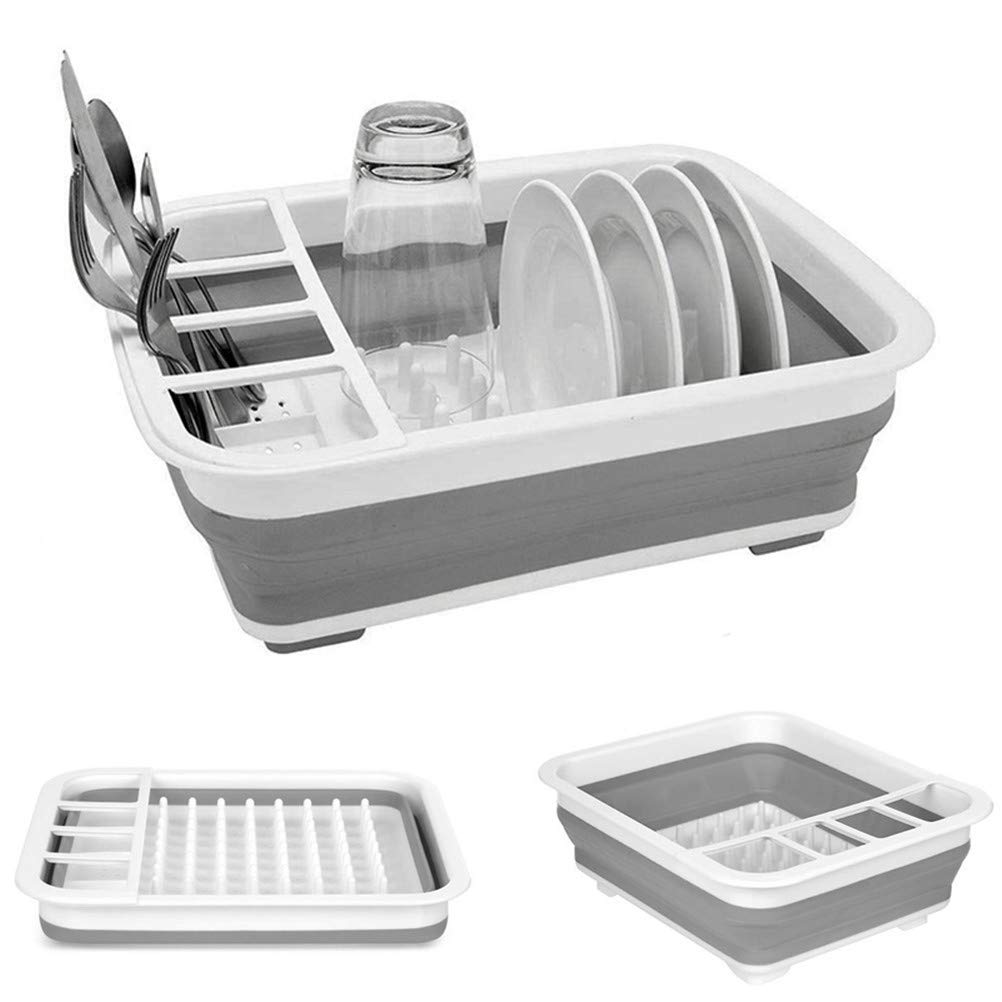 Collapsible Dish Drying Rack Portable Dish Drainer Dinnerware Organizer for Kitchen RV Campers Storage