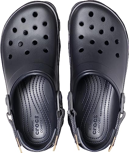 Crocs Unisex-Adult All Terrain Clogs with Adjustable Heel Strap, Black, 5 Men/7 Women