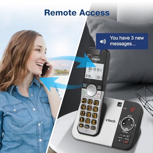 VTech VG232 Cordless Phone with Answering Machine - with Large Display Full-Duplex Speakerphone Caller ID/Call Waiting Last 10 Number Redial