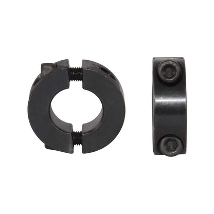 AZSSMUK Double Split Clamp-On Shaft Collars of Carbon Steel with Black Oxide Coating 3/8" Bore Set Screw,4-piece