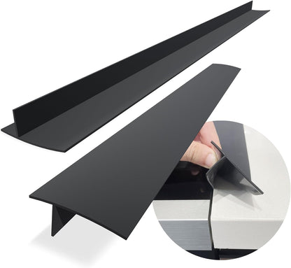 Silicone Stove Counter Gap Cover / Filler by Kindga 25" Long, Sealing Spills Between Kitchen Appliances Washing Machine and Stovetop, Set of 2 (Black)