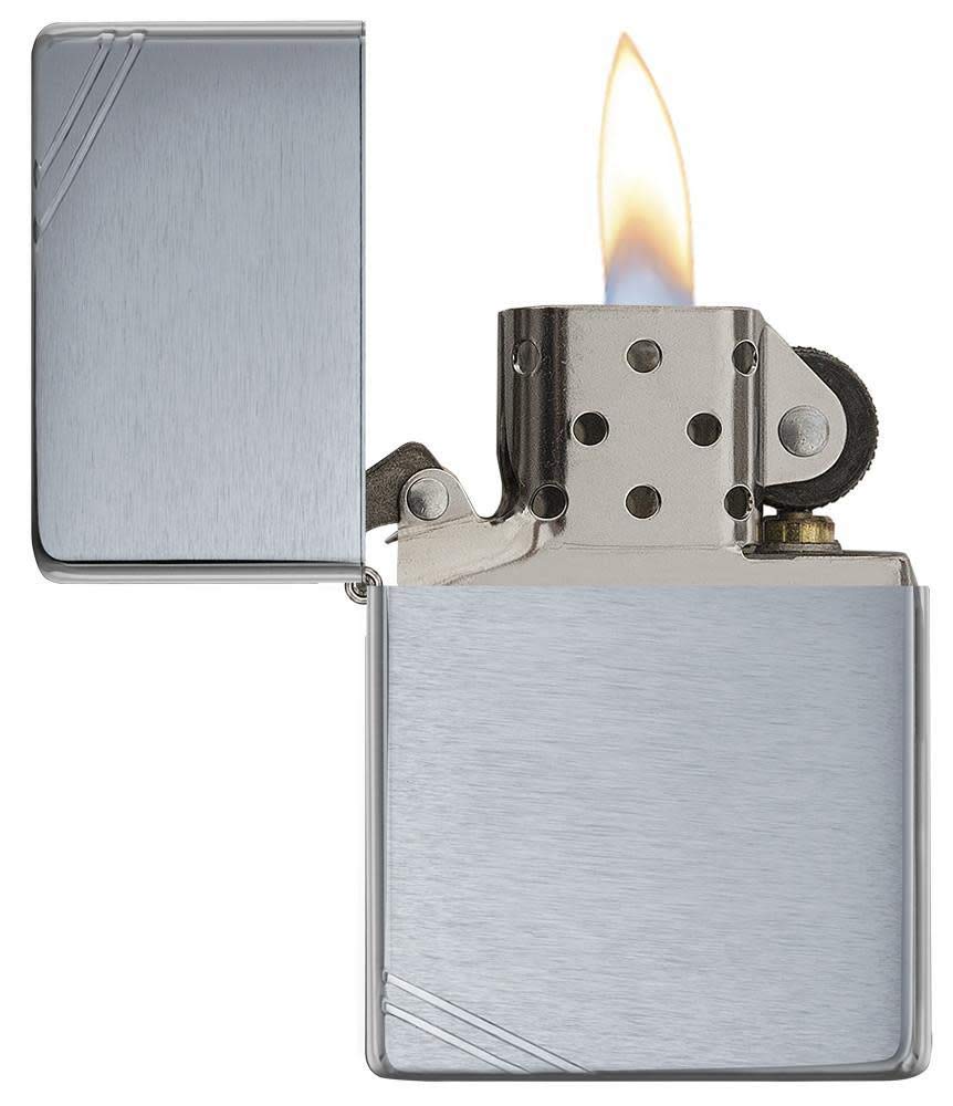 Zippo Vintage Brushed Chrome with Slashes Pocket Lighter, One Size (230)