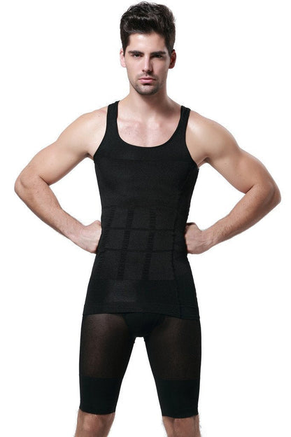GKVK Mens Slimming Body Shaper Vest Shirt Abs Abdomen Slim,XXL(chest size 116cm-120cm/46inches-48inches),Black