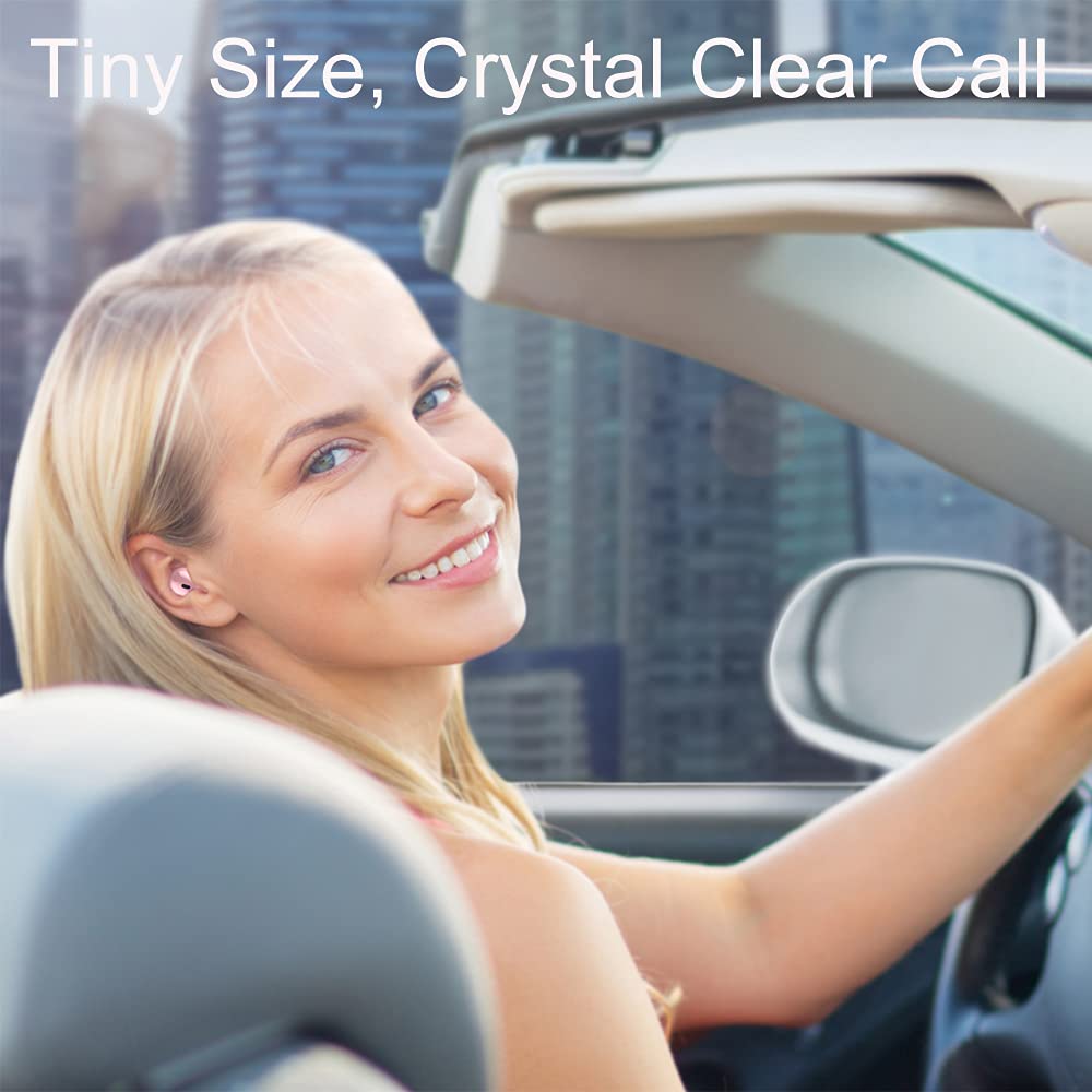 eleror Invisible Earbuds Bluetooth Mini Size, Wireless Earpiece Semi-in-Ear Ear Buds for Small Ear with Clear Sound, Comfortable Fit for Work, Home, Outworks