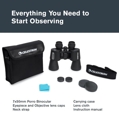 Celestron - Cometron 7x50 Astronomy Binoculars – Entry-Level for Stargazing and Comet Watching – Large 50mm Objective Lenses – Wide 6.6° Field of View – Multi-Coated Optics