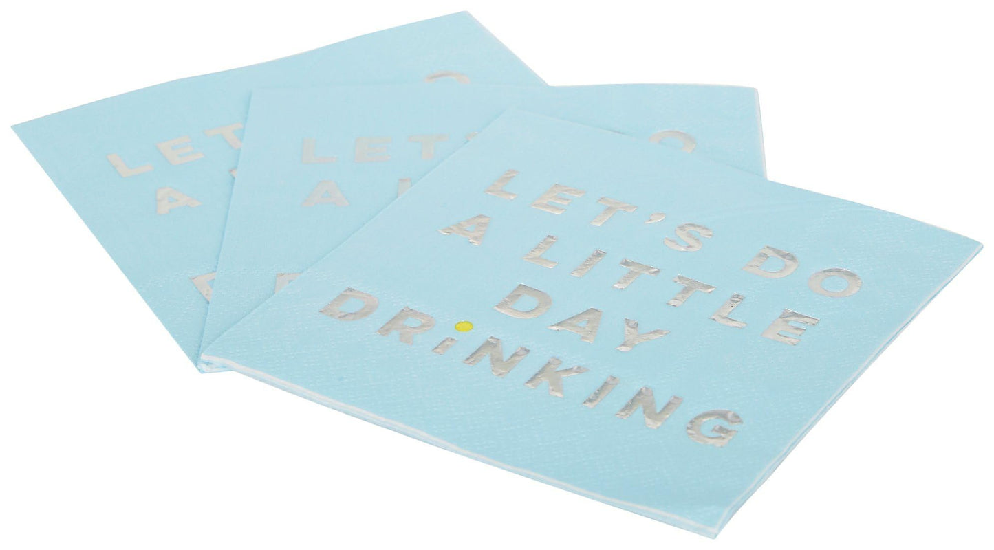 X&O Paper Goods TW4-22027 Let's Do A Little Day Drinking Paper Cocktail Napkins, 5'' x 5'', Blue, 20pcs