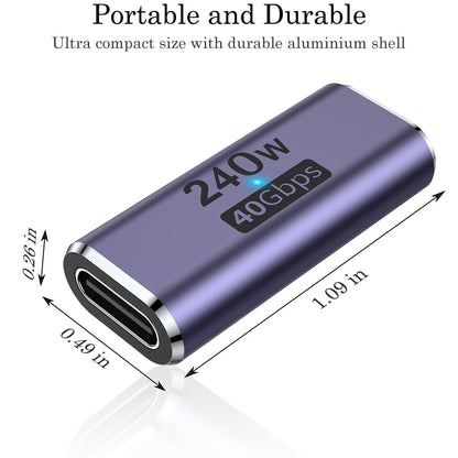 AuviPal 240W USB C Coupler (2 Pack), USB Type C Female to Female Adapter Extender Compatible with Thunderbolt 4/3 Support up to 240W Charging, 40Gbps Data Transfer and 8K@60Hz Video