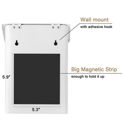 SUBEKYU Magnetic Lint Bin for Laundry Room, Wall Mounted Metal Lint Box Holder Trash Can with Lid for Dryer,Lint Basket for Laundry Room Organization,White