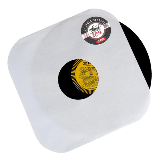 Vinyl Fever Inner Record Sleeves - Heavyweight Acid Free Paper with Rounded Corners for LP Records Storage (25 Pack)