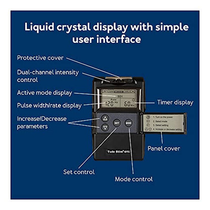 Roscoe Medical TENS Unit and EMS Muscle Stimulator, Twin Stim, OTC TENS Machine for Lower Back Pain Relief, Neck Pain, or Sciatica Relief, Clinical Strength Stim Machine