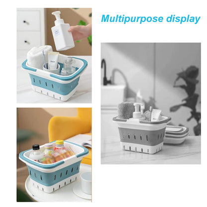 ANNIYA Foldable Plastic Shower Caddy Basket 2 Pcs, Portable and Durable Toiletries Caddy with Handles Ideal for Dorm, Bathroom, Cleaning, Kitchen, Camping, Waterproof, Easy to Clean (Grey 2 pack)