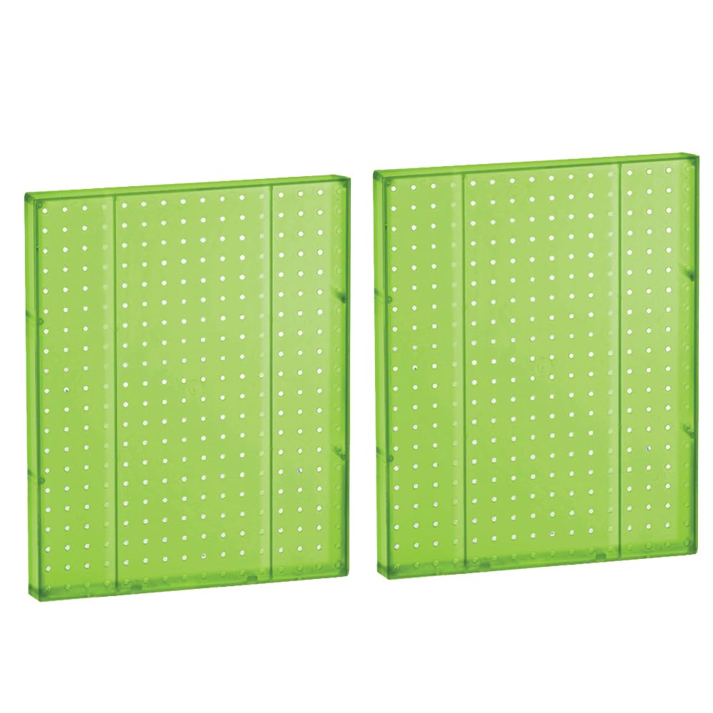 Azar Displays 771620-GRE Plastic Pegboard for Wall Organization - Garage Tool Organizer Wall Mount (Pack of 2) - 1-Sided Durable Wall Panel Organizer (16” W x 20” H x 1” D) - Garage Organizer (Green)