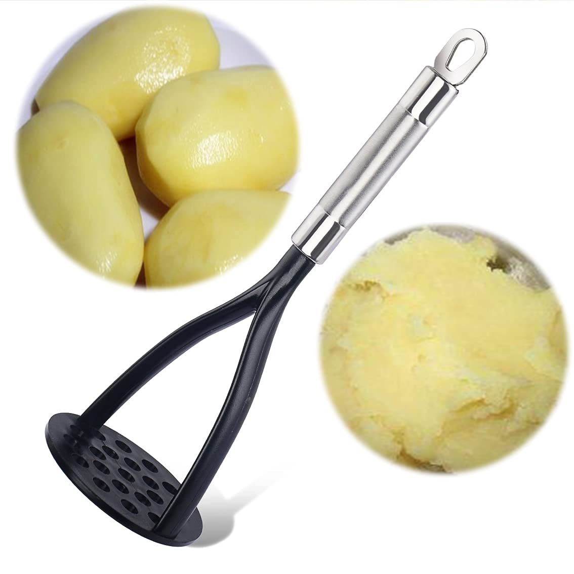 TENTA KITCHEN Good Grips Nylon Potato Solid Masher Ricer Press Blender Crusher for Non-Stick Cookware With Heat Resistant Stay Cool Stainless Steel Handle
