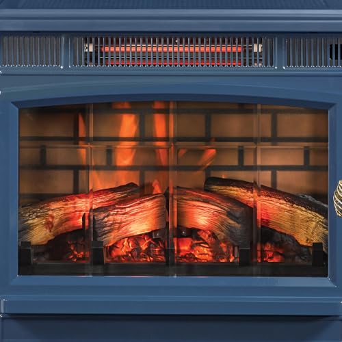 duraflame Freestanding Electric Fireplace Stove Heater with 3D Flame Effect for 1,000 Sq. Ft. Room, Navy