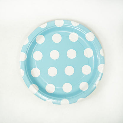 Unique Industries, Polka Dot Cake Paper Plates, 8 Pieces - Light Blue