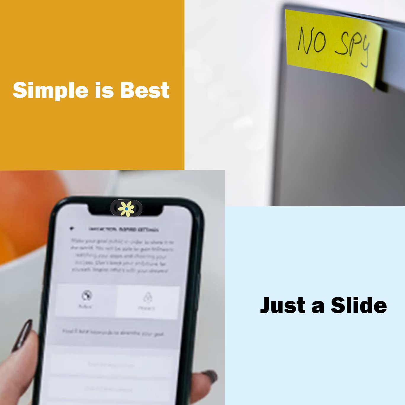 VeekyVicky Laptop Camera Cover Slide Webcam Cover for Privacy Fits for Mini PC, PC, Surface, Tablet, Desktop Computer, Smart Phone - 3 Packs, Flower