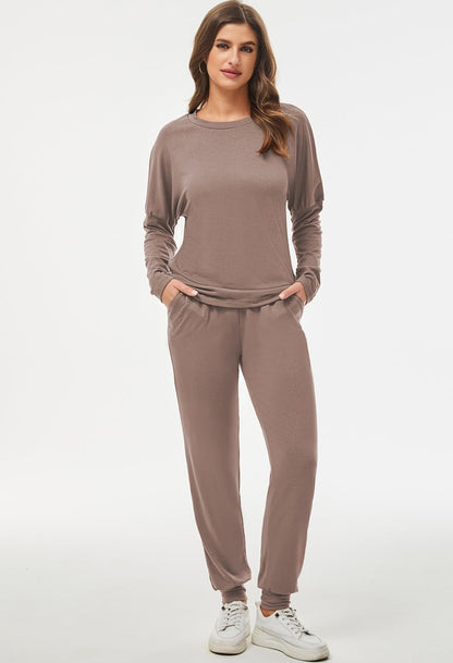 Fixmatti Women Casual 2 Piece Outfit Jogger Pant Set Sweatsuits Tracksuits Camel XL