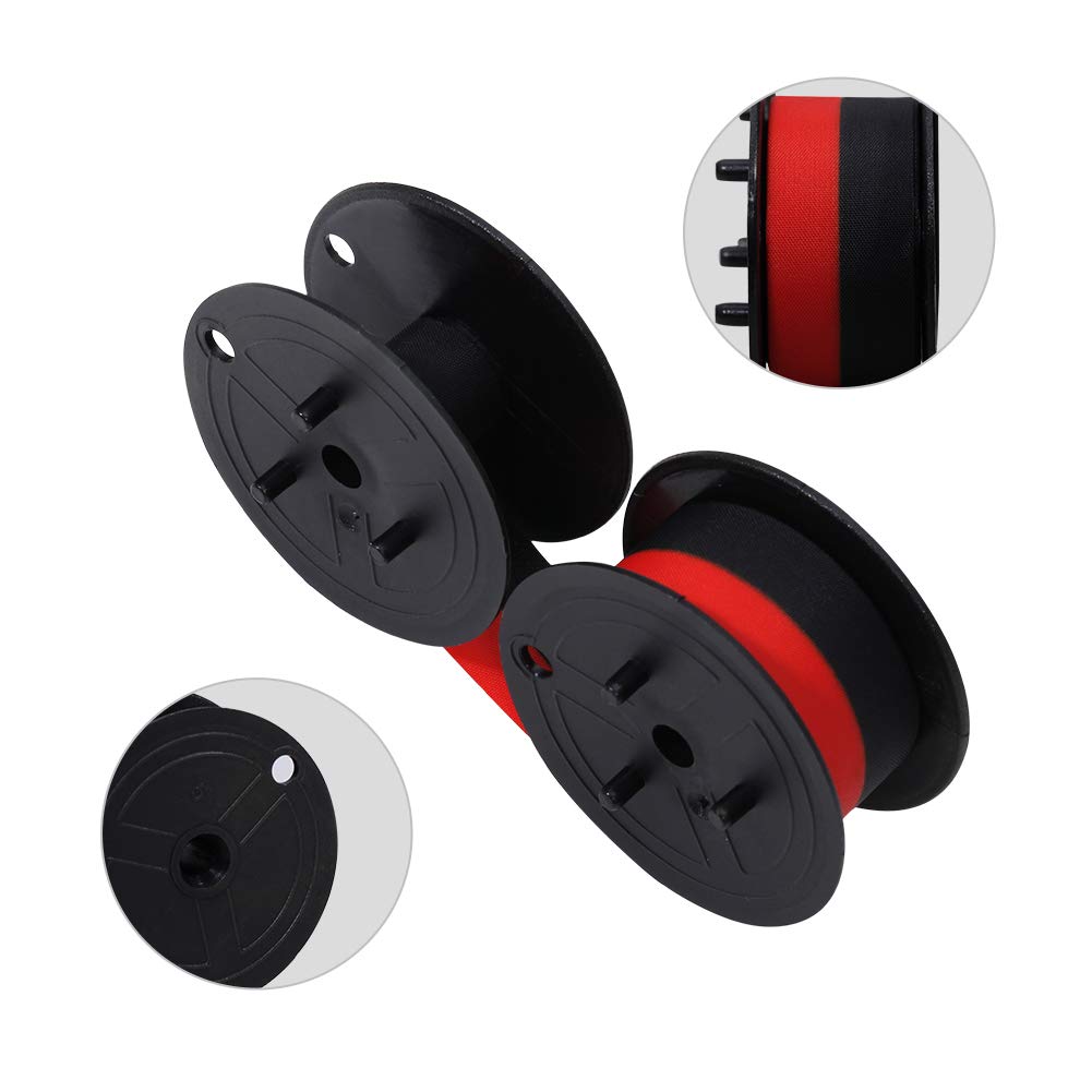 Bigger Replacement for Porelon 11216 Universal Twin Spool Calculator Ribbon for Nukote BR80c, Sharp EL-1197PIII, Dataproducts R3027, Casio DR-210R, Canon MP11DX MP25DV, Black and Red, 3 Pack