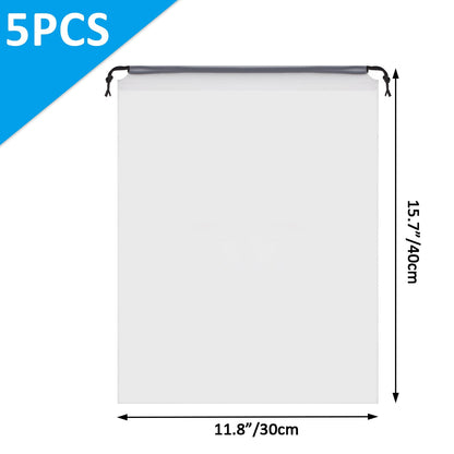 Clear Shoe Bags for Travel 5 PCS, 15.7" x 11.8" Travel Shoe Bags for Packing, Waterproof Drawstring Travel Shoe Storage Bag, Travel Essentials for Men and Women