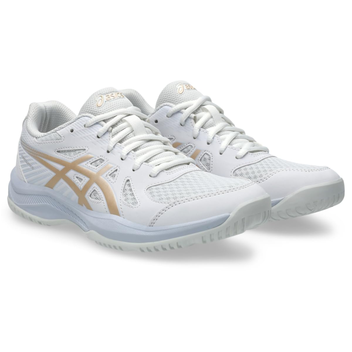 ASICS Women's Upcourt 6 Volleyball Shoes, 9, White/Champagne