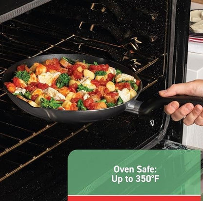 T-fal Specialty Nonstick Saute Pan with Glass Lid 5 Quart, Oven Broiler Safe 350F, Cookware, Deep Frying Pan with Handle, Skillet, Kitchen, Pots and Pans, Dishwasher Safe, Black