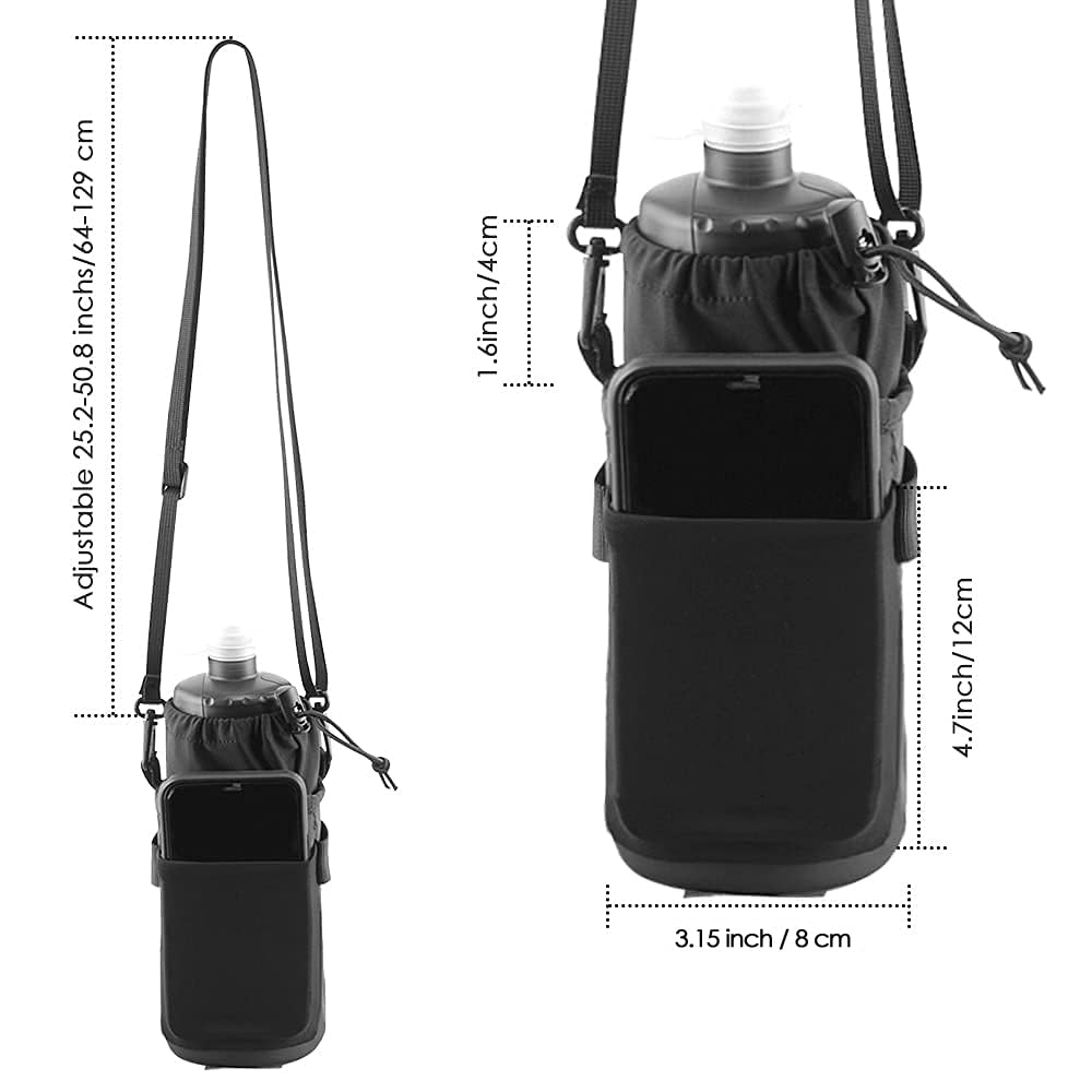 WOTOW Bike Water Bottle Holder- Insulated Bicycle Cup Holder with Shoulder Strap, Bike Drink Holder with Phone Storage for Adult Kids, Handlebar Cycling Water Bottle Cage for Mountain Touring