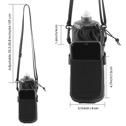 WOTOW Bike Water Bottle Holder- Insulated Bicycle Cup Holder with Shoulder Strap, Bike Drink Holder with Phone Storage for Adult Kids, Handlebar Cycling Water Bottle Cage for Mountain Touring
