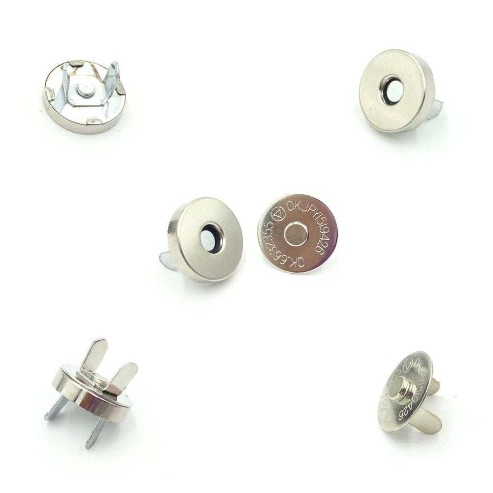 50 Sets Silver Tone Magnetic Purse Snap Clasps Button/Great for Closure Purse Handbag Clothes Sewing Craft No Tools Required 14mm (18Y50)