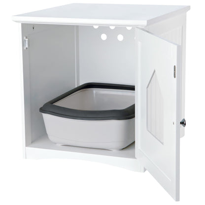 TRIXIE Litter Box Enclosure, Hidden Kitty Litter Box Cabinet, Furniture Style, White,(19.84 LBS)