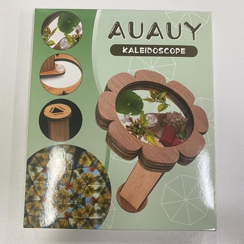 AUAUY Natural DIY Kaleidoscope Kit, Classic Magic Rotating Kaleidoscope Making Set, Handmade Educational Toys for Nature Lovers Birthday (Flower Shape)