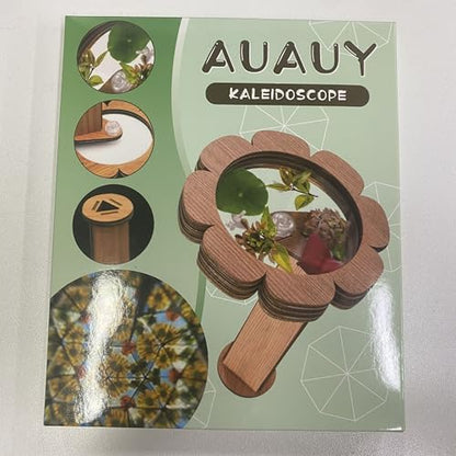 AUAUY Natural DIY Kaleidoscope Kit, Classic Magic Rotating Kaleidoscope Making Set, Handmade Educational Toys for Nature Lovers Birthday (Flower Shape)