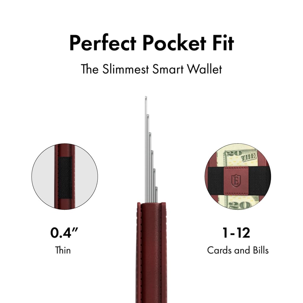 Ekster Parliament Men's Wallet | RFID Blocking Leather Minimalist Cardholder | Slim Wallet for Men - Designed for Quick Card Access with Push Button (Merlot Red)