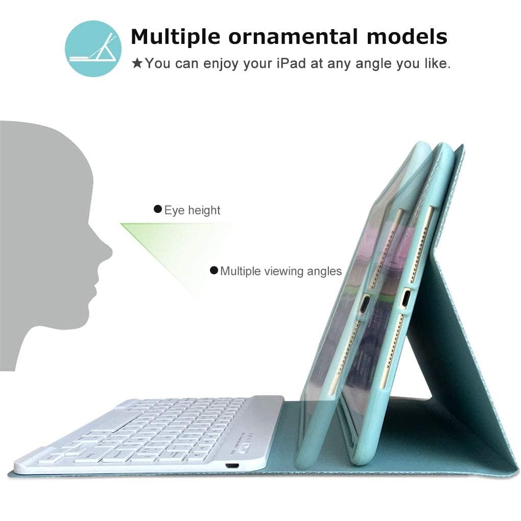 aMZCaSE iPad Pro 9.7 Inch Case with Keyboard for iPad 6th Generation(2018),iPad 5th Generation(2017),iPad Air 2 Case with Keyboard,iPad Air 1,Wireless Detachable Bluetooth Keyboard,Lake Blue