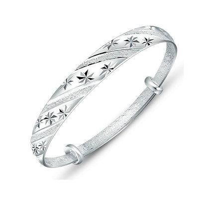 Sterling Silver Bangle Bracelets for Women, Handmade Bracelet for Women, Birthday Gifts for Women, Mom Gifts (Silver-9)