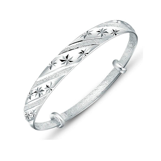 Sterling Silver Bangle Bracelets for Women, Handmade Bracelet for Women, Birthday Gifts for Women, Mom Gifts (Silver-9)