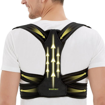 SHAPERKY Posture Corrector for Women and Men, Adjustable Upper Back Brace for Posture Hunchback Support and Providing Pain Relief from Neck, Shoulder, and Upper Back (1, Large/X-Large)