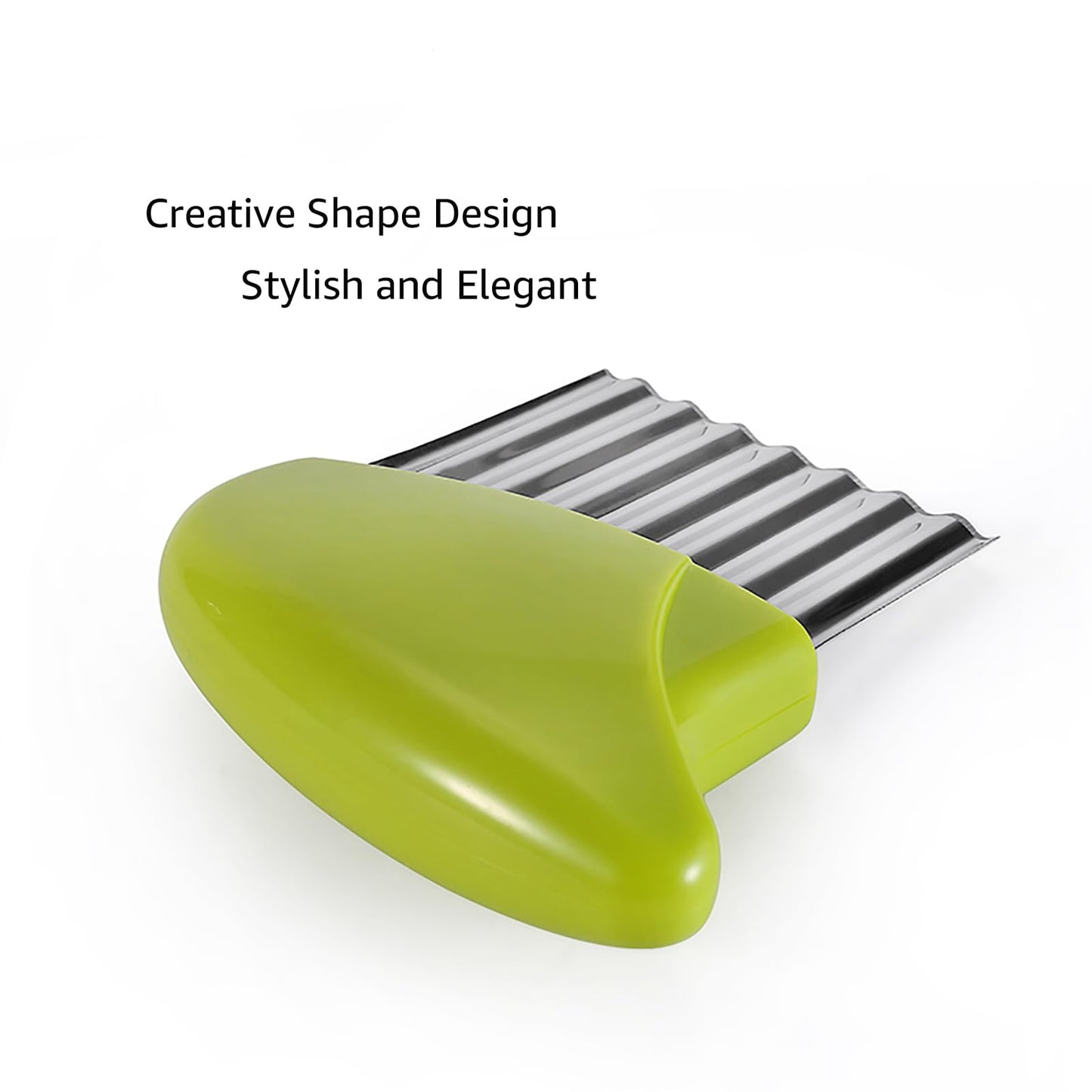 Crinkle Cutter, Stainless Steel Waffle Fry Cutter, Wavy Chopper for Veggies Potato Carrots Butter Lettuce, 2 PCS(Green and Blue)