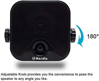 4 Inches Heavy Duty Waterproof Boat Marine Box Outdoor Speakers Surface Mounted for Skid Steer ATV UTV RZR Golf Cart Tractor Powersports Boat Truck Jeep