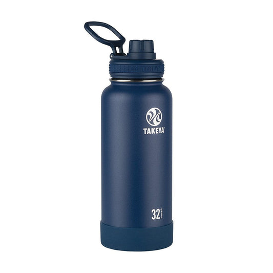 Takeya Actives Insulated Stainless Steel Water Bottle with Spout Lid, 32 Ounce, Midnight