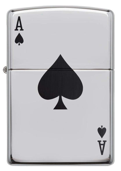 Zippo 24011 Ace of Spades Pocket Lighter, High Polish Chrome