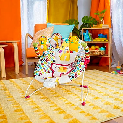 Bright Starts Portable Baby Bouncer Soothing Vibrations Infant Seat with Removable-Toy-Bar, 0-6 Months 6-20 lbs (Playful Pinwheels)