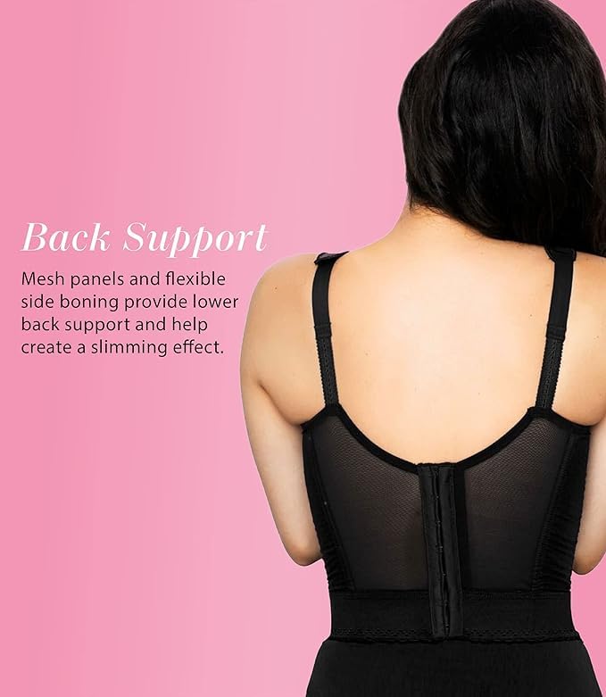 Exquisite Form womens Back Close Longline Bra, Black, 44D US