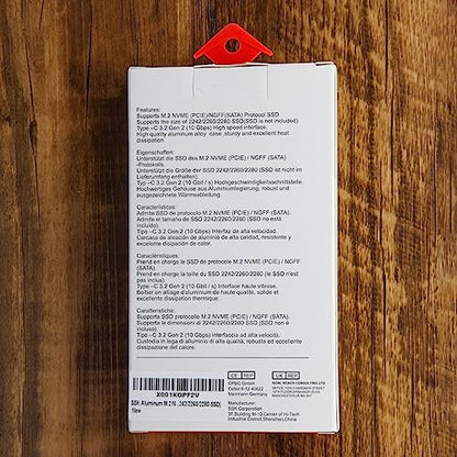 SSK M.2 NVME SATA SSD Enclosure Adapter, USB 3.2 Gen 2 (10 Gbps) to NVME PCI-E SATA M-Key/(B+M) Key Solid State Drive External Enclosure Aluminum Support UASP Trim for SSDs 2242/2260/2280