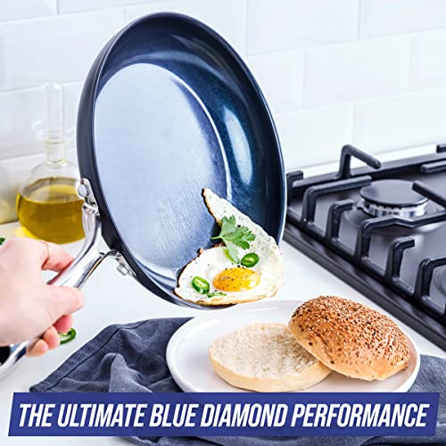 Blue Diamond Cookware Hard Anodized Ceramic Nonstick, 10" Frying Pan Skillet, PFAS-Free, Dishwasher Safe, Oven Safe, Grey