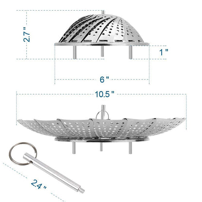 Sayfine Vegetable Steamer Basket, Premium Stainless Steel Veggie Steamer Basket for cooking - Folding Expandable Steamers to Fits Various Size Pot (Large(6" to 10.5")