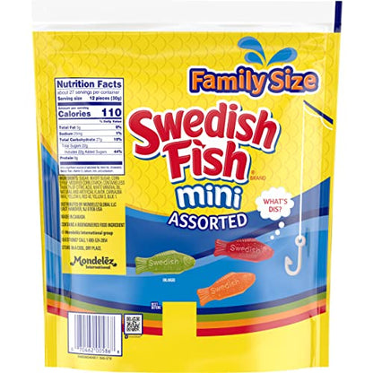 SWEDISH FISH Mini Assorted Soft & Chewy Candy, Family Size, Bulk Candy, 1.8 lb