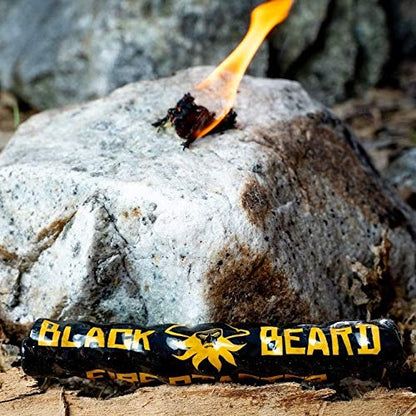Black Beard Fire Starter Rope (1 Rope) | 100% Weatherproof Fire Starter for Campfires | Can Light 50+ Fires with Over 4.5 Hour Burn Time | Infinite Shelf Life for Emergency Survival Kits | Made in USA